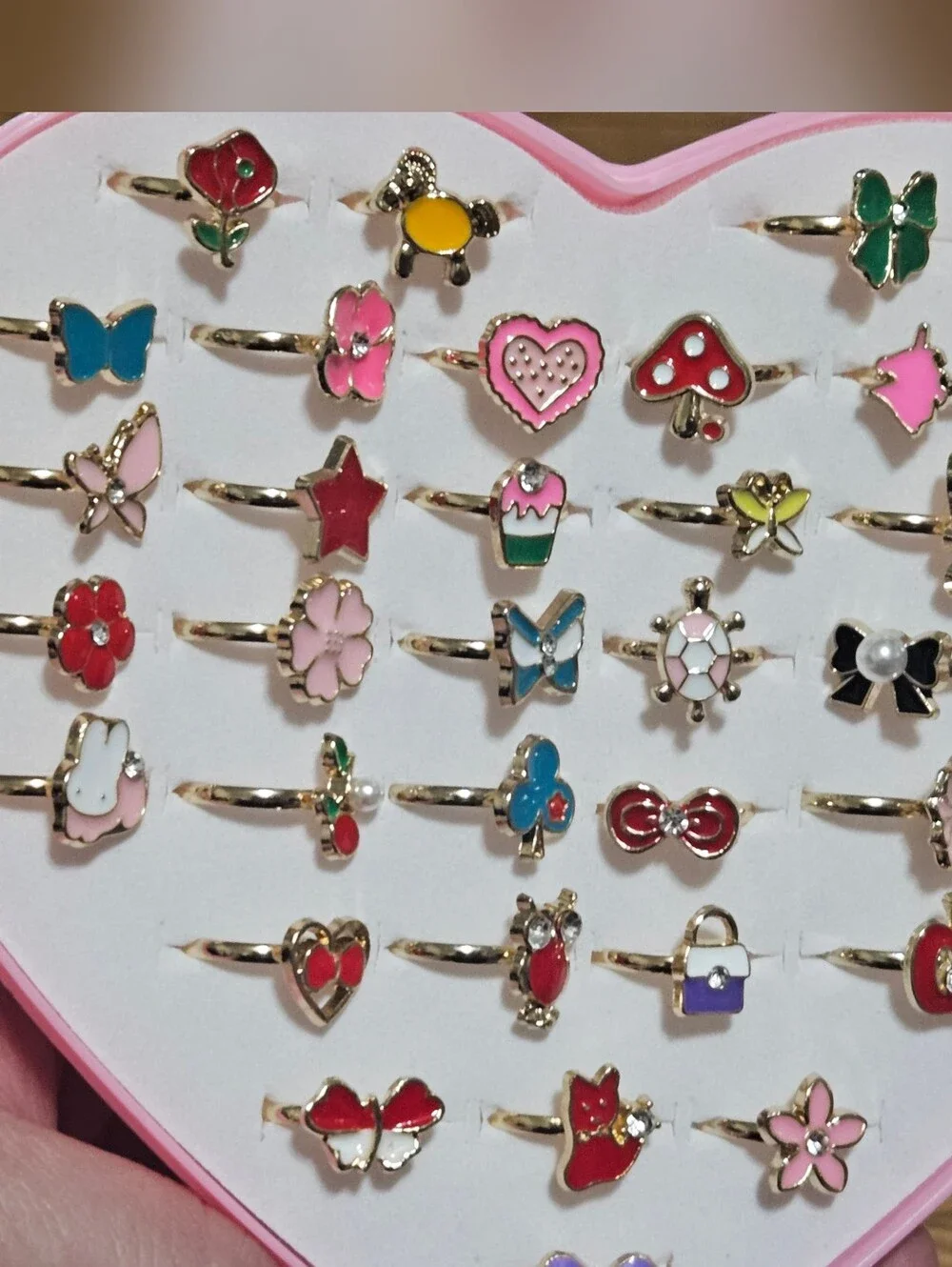 Kids Ring Set 36 Piece Heart Flower Butterfly